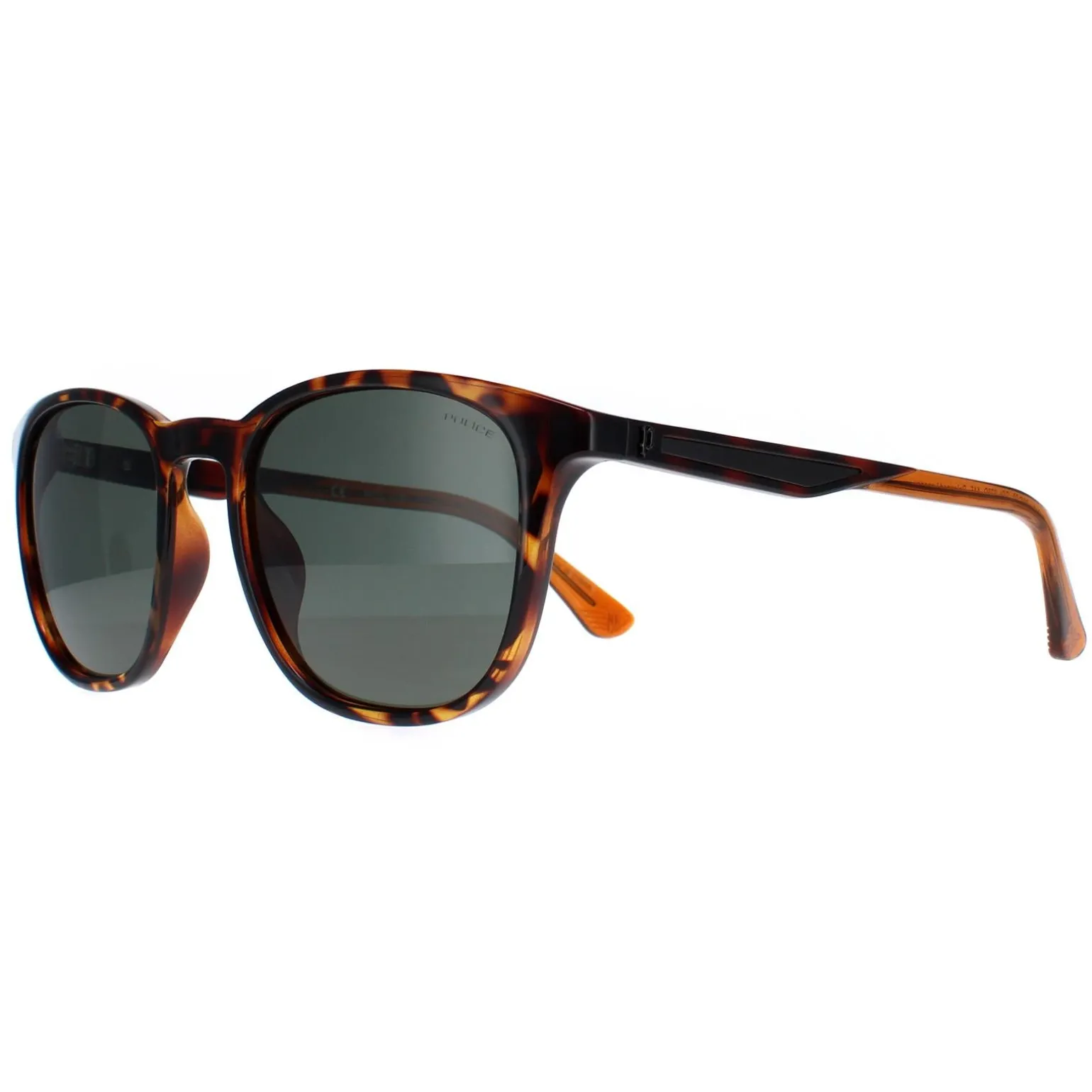 Police Sunglasses SPLF18E 978P Shiny Dark Havana Green Polarized