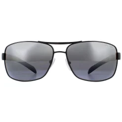 Prada Sport Sunglasses 54IS 1AB2F2 Black Rubber Grey Mirror Silver Gra