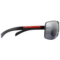 Prada Sport Sunglasses 54IS 1AB2F2 Black Rubber Grey Mirror Silver Gra