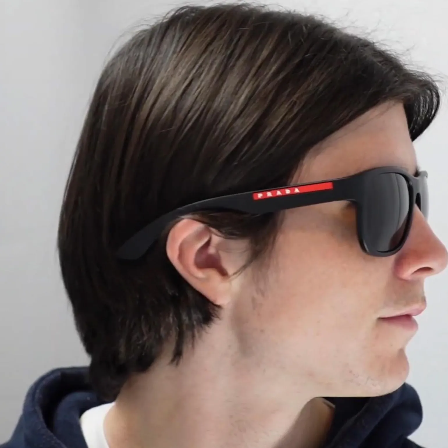 Prada Sport Sunglasses Mens PS01US DG05S0 - Rectangle Black Rubber Fra