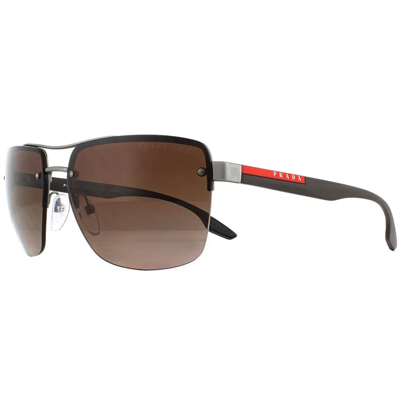 Prada Sport Sunglasses PS60US DG1724 Gunmetal Rubber Brown Gradient Po