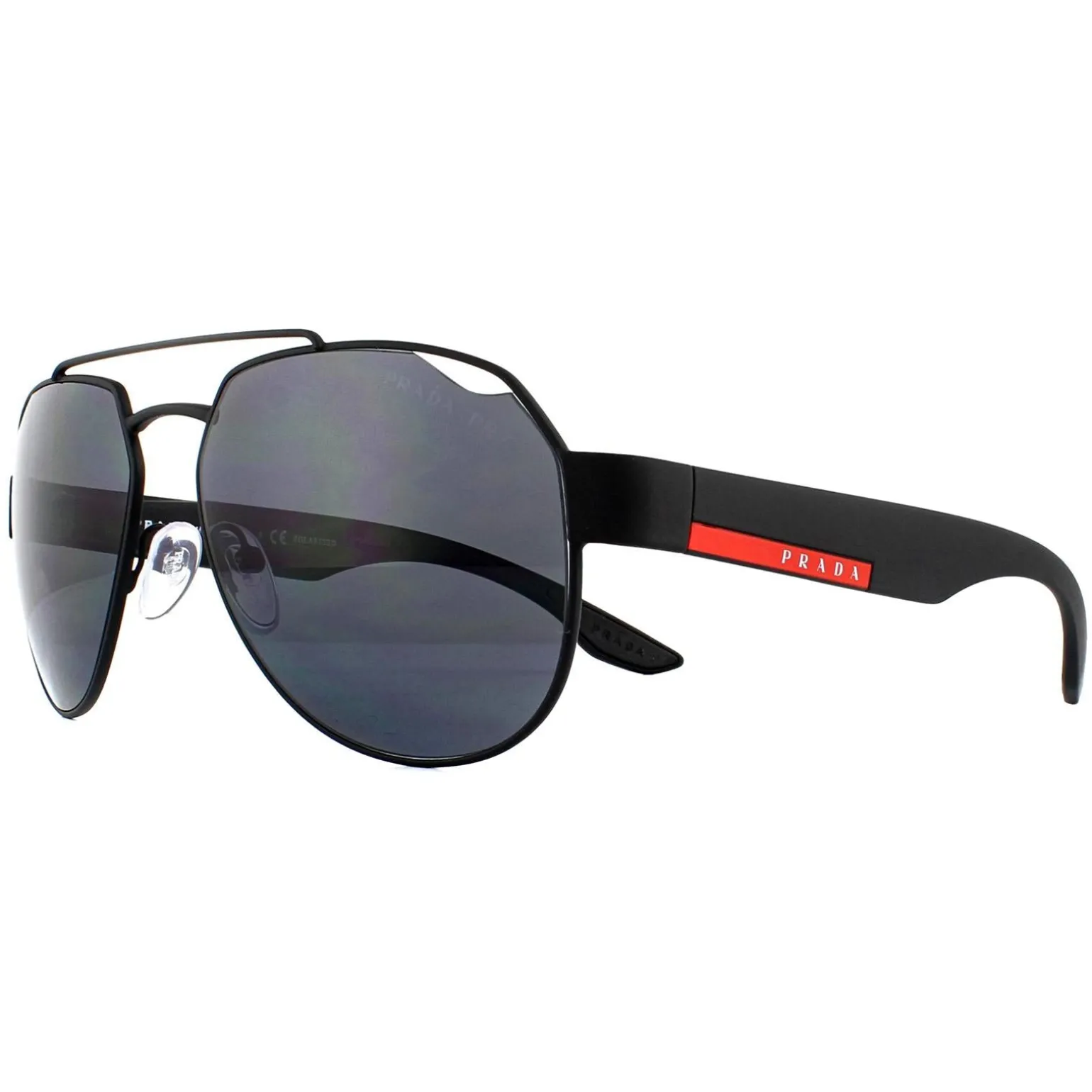 Prada Sport Sunglasses PS57US DG05Z1 Black Rubber Grey Polarized