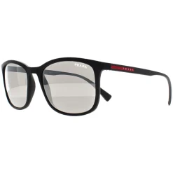 Prada Sport Sunglasses PS01TS DG02B0 Black Rubber Light Grey Silver Mi