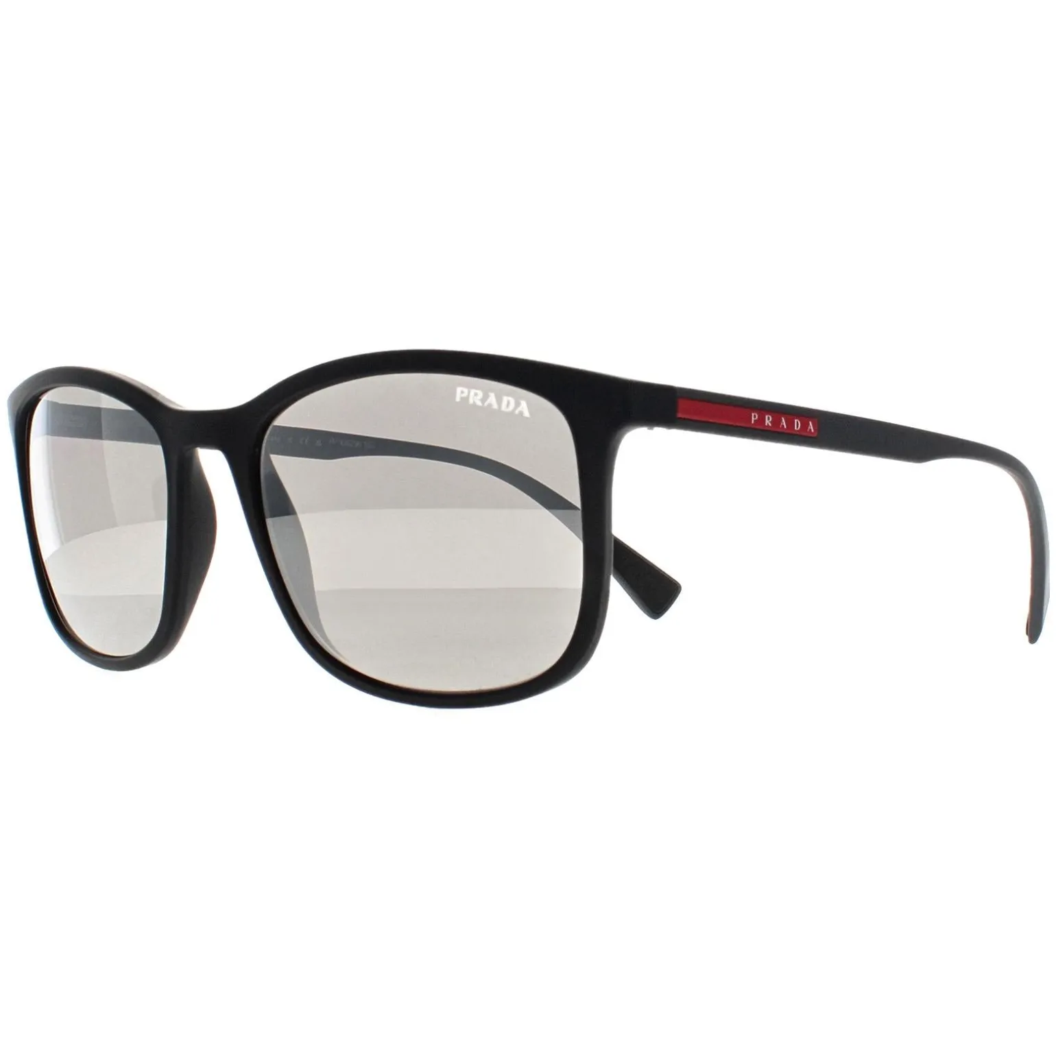 Prada Sport Sunglasses PS01TS DG02B0 Black Rubber Light Grey Silver Mi