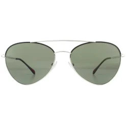 Prada Sport Sunglasses 50SS GAQ5X1 Silver Black Green Polarized