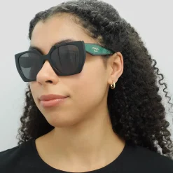 Prada Sunglasses PR15WS 1AB5Z1 Black Dark Grey Polarized