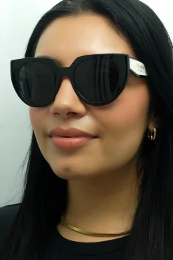 Prada Sunglasses PR14WS 09Q5S0 Black and Talc Dark Grey