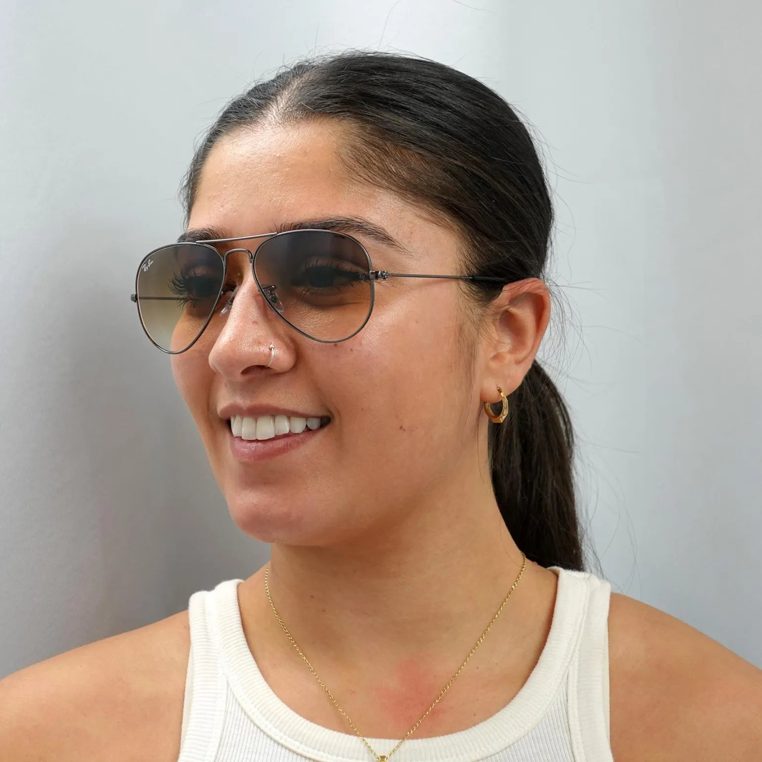 Ray-Ban Sunglasses Aviator RB3025 004/51 Gunmetal Brown Gradient Small