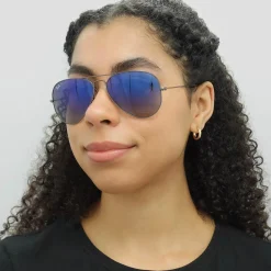 Ray-Ban Sunglasses Aviator 3025 Gunmetal Polarized Blue Gradient Grey