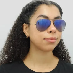Ray-Ban Sunglasses Aviator 3025 Gunmetal Polarized Blue Gradient Grey