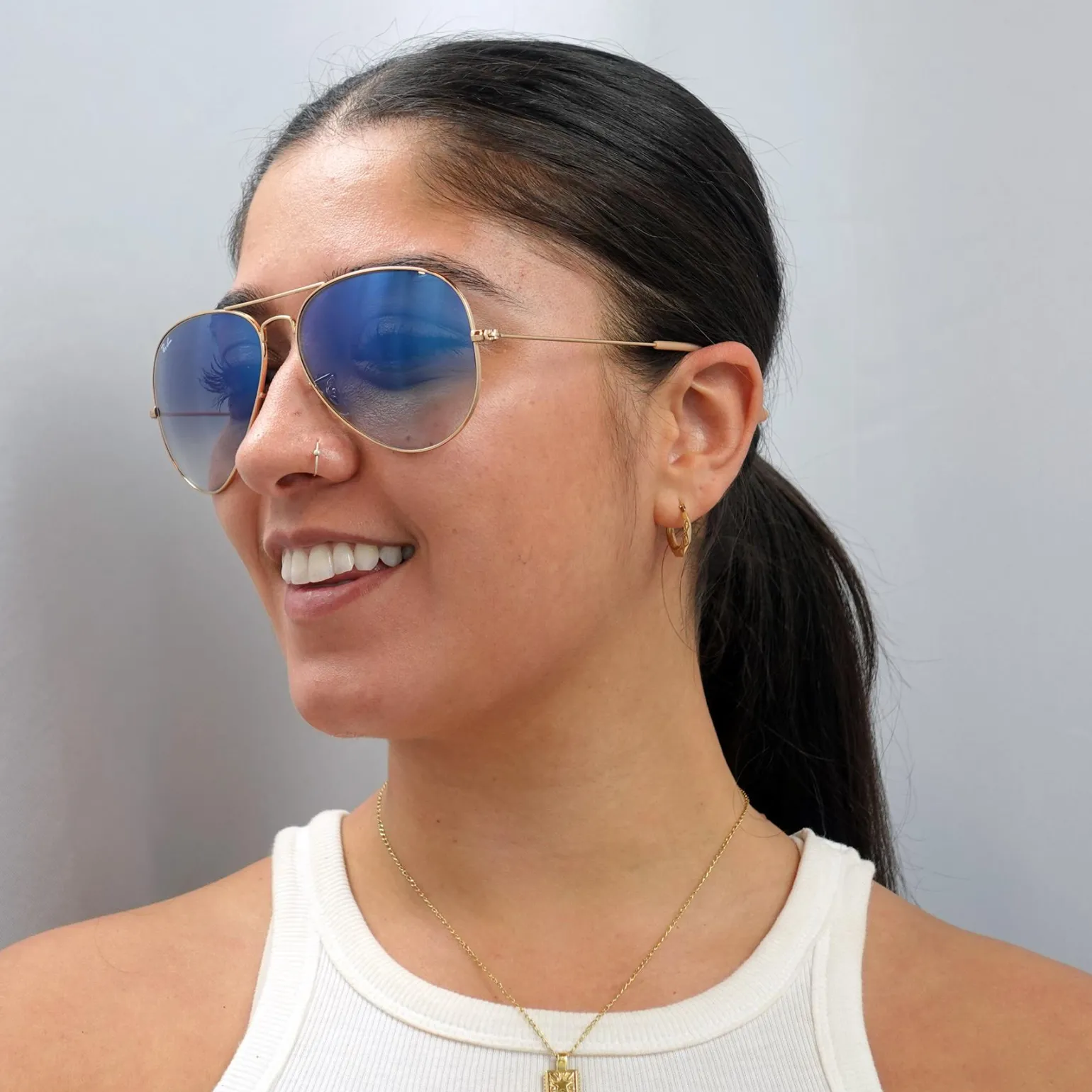 Ray-Ban Sunglasses Aviator 3025 Gold Gradient Light Blue 001/3F