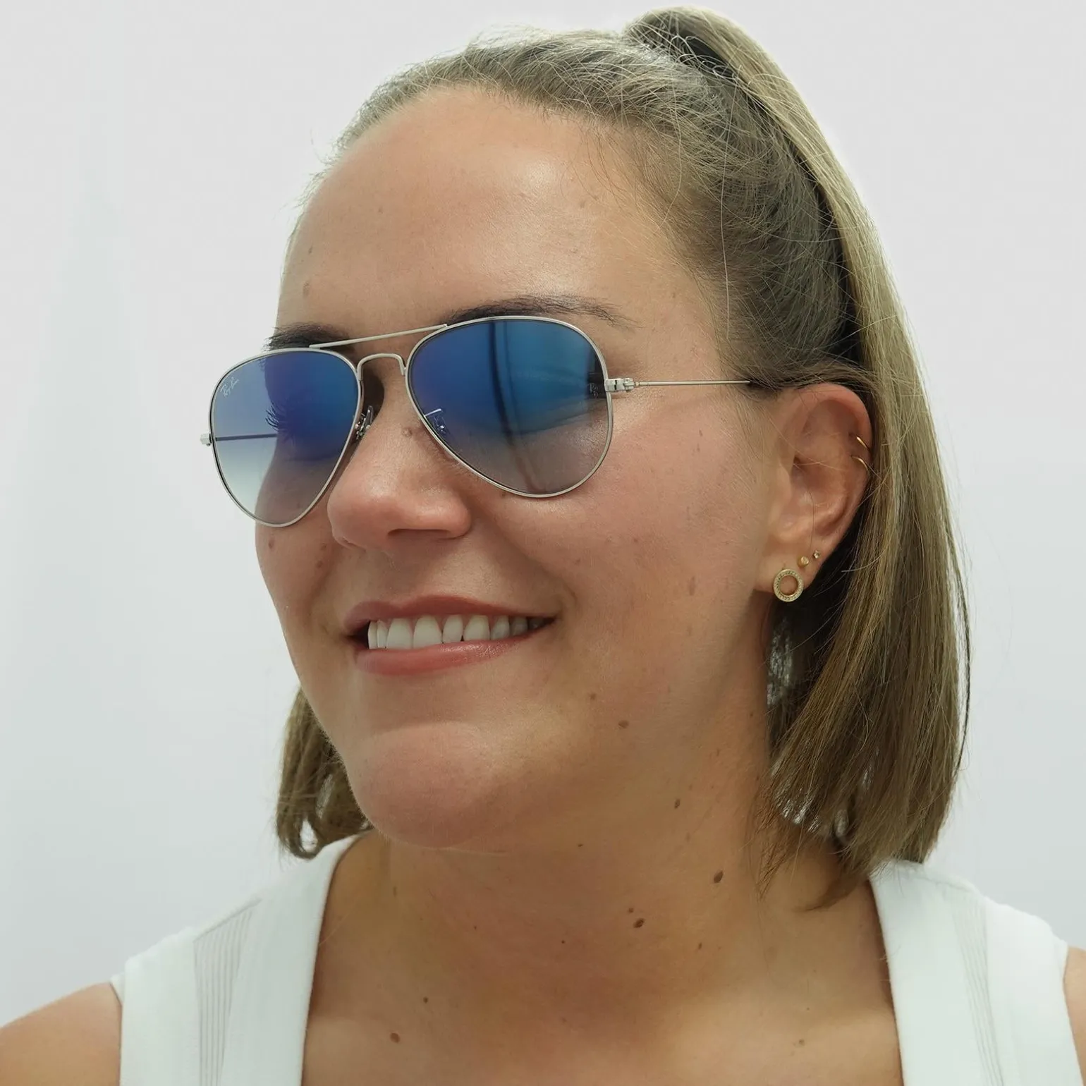 Ray-Ban Sunglasses Aviator 3025 Silver Gradient Light Blue 003/3F 55mm