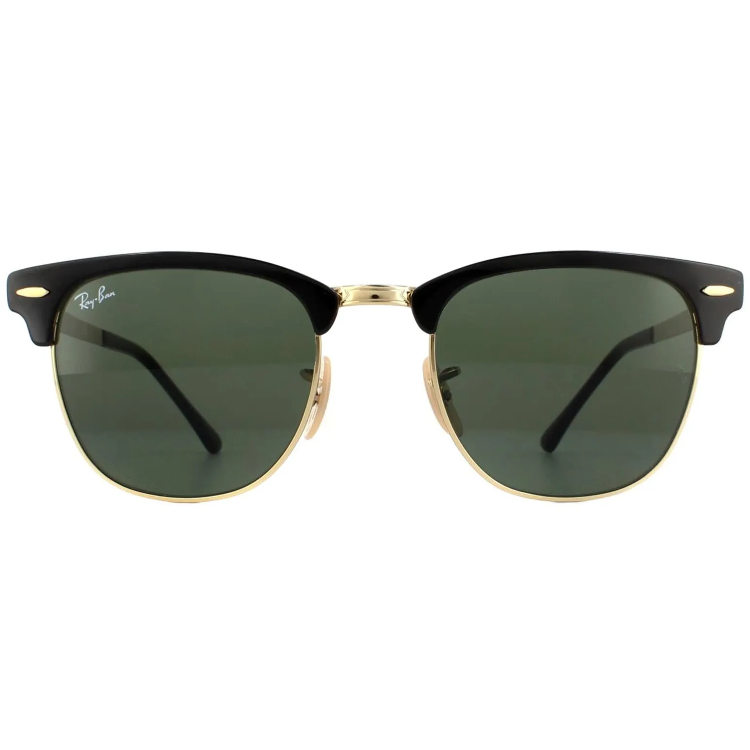 Ray-Ban Sunglasses Clubmaster Metal RB3716 187 Gold Top On Black Green