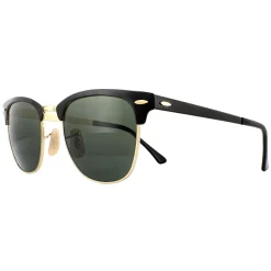 Ray-Ban Sunglasses Clubmaster Metal RB3716 187 Gold Top On Black Green