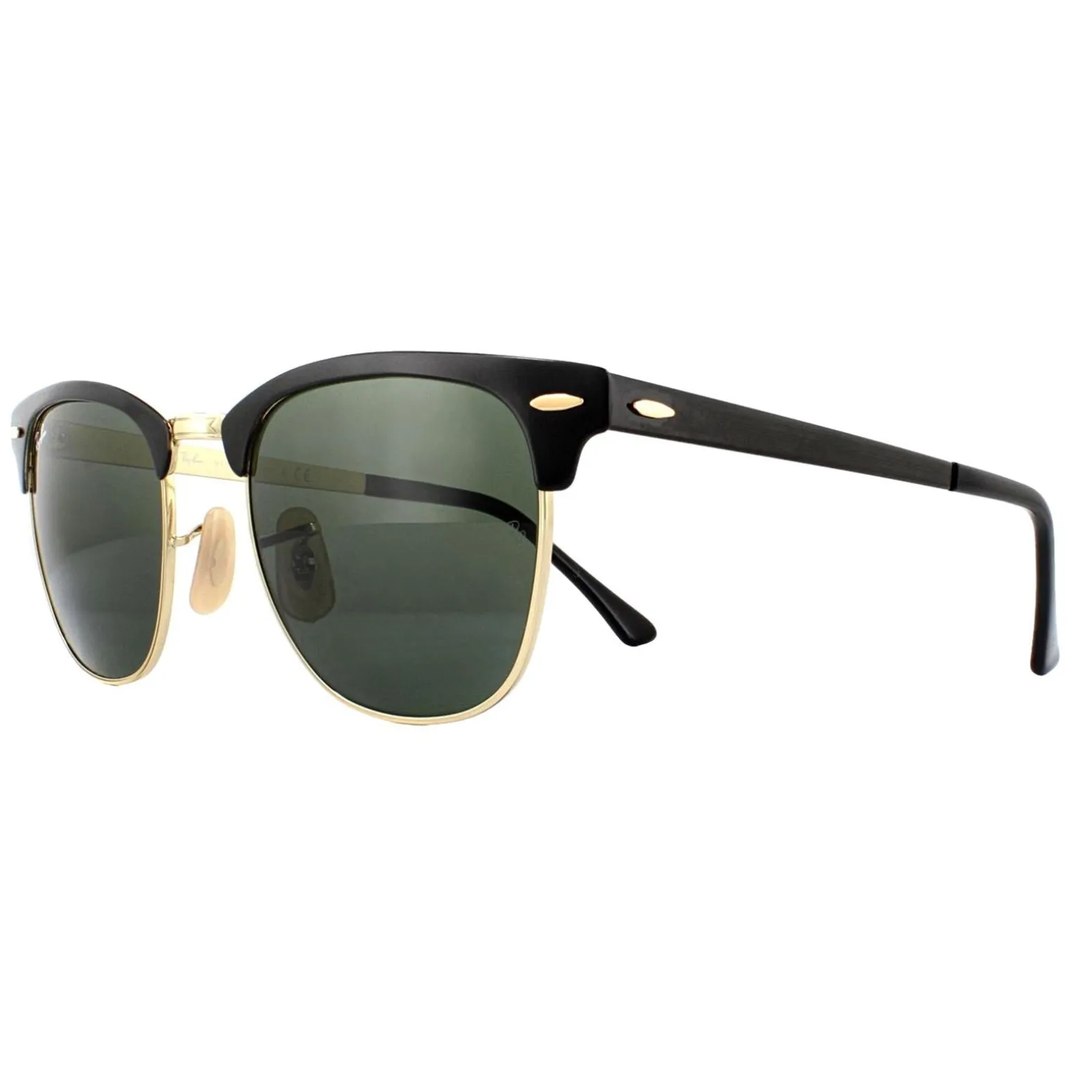 Ray-Ban Sunglasses Clubmaster Metal RB3716 187 Gold Top On Black Green