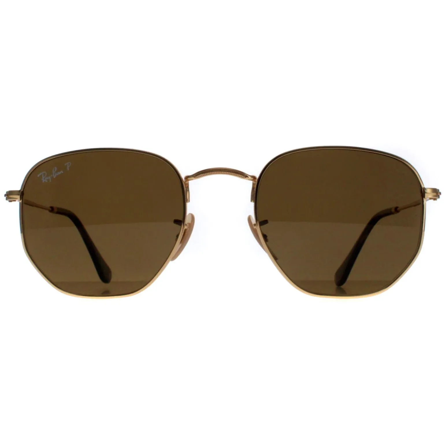 Ray-Ban Sunglasses Hexagonal 3548N 001/57 Gold Brown Polarized 51mm
