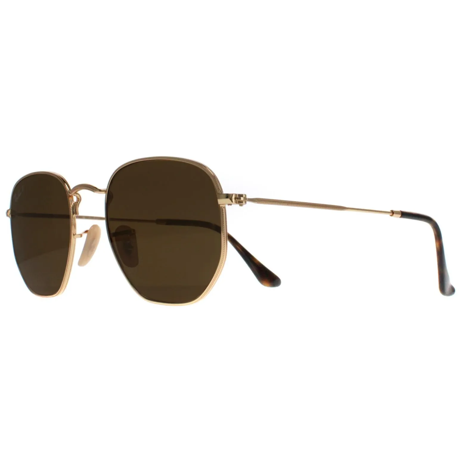 Ray-Ban Sunglasses Hexagonal 3548N 001/57 Gold Brown Polarized 51mm