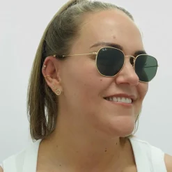 Ray-Ban Sunglasses Hexagonal 3548N 001 Gold Green G-15