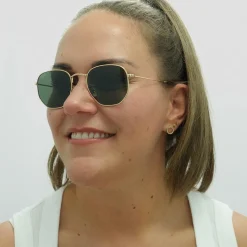 Ray-Ban Sunglasses Hexagonal 3548N 001 Gold Green G-15