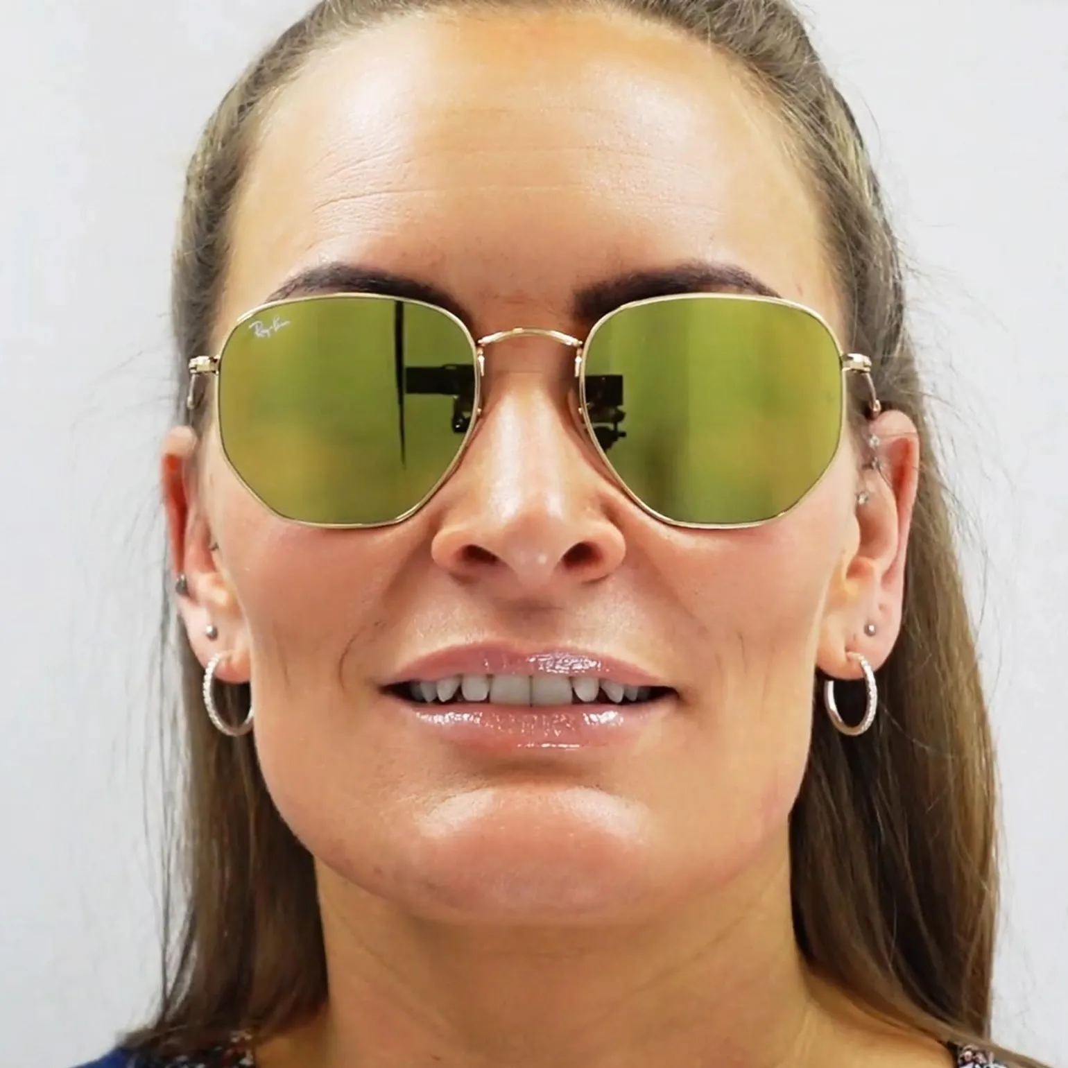 Ray-Ban Sunglasses Hexagonal 3548N 001/9O Gold Light Blue Gradient Mir