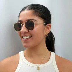 Ray-Ban Sunglasses Hexagonal 3548N 001/57 Gold Brown Polarized 51mm