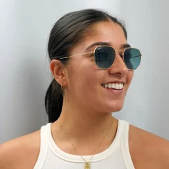 Ray-Ban Sunglasses Hexagonal RB3548N 91233M Gold Blue Grey Gradient