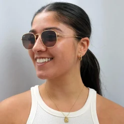 Ray-Ban Sunglasses Hexagonal RB3548N 912443 Polished Gold Brown Gradie