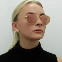 Ray-Ban Sunglasses Hexagonal 3548N 001/Z2 Gold Copper Flash Mirror