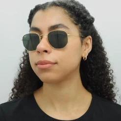 Ray-Ban Sunglasses Hexagonal 3548N 001 Gold Green G-15