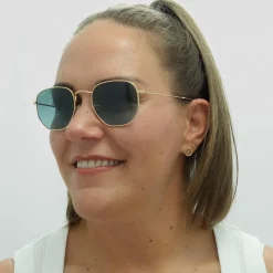 Ray-Ban Sunglasses Hexagonal RB3548N 91233M Gold Blue Grey Gradient