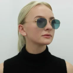 Ray-Ban Sunglasses Hexagonal RB3548N 91233M Gold Blue Grey Gradient