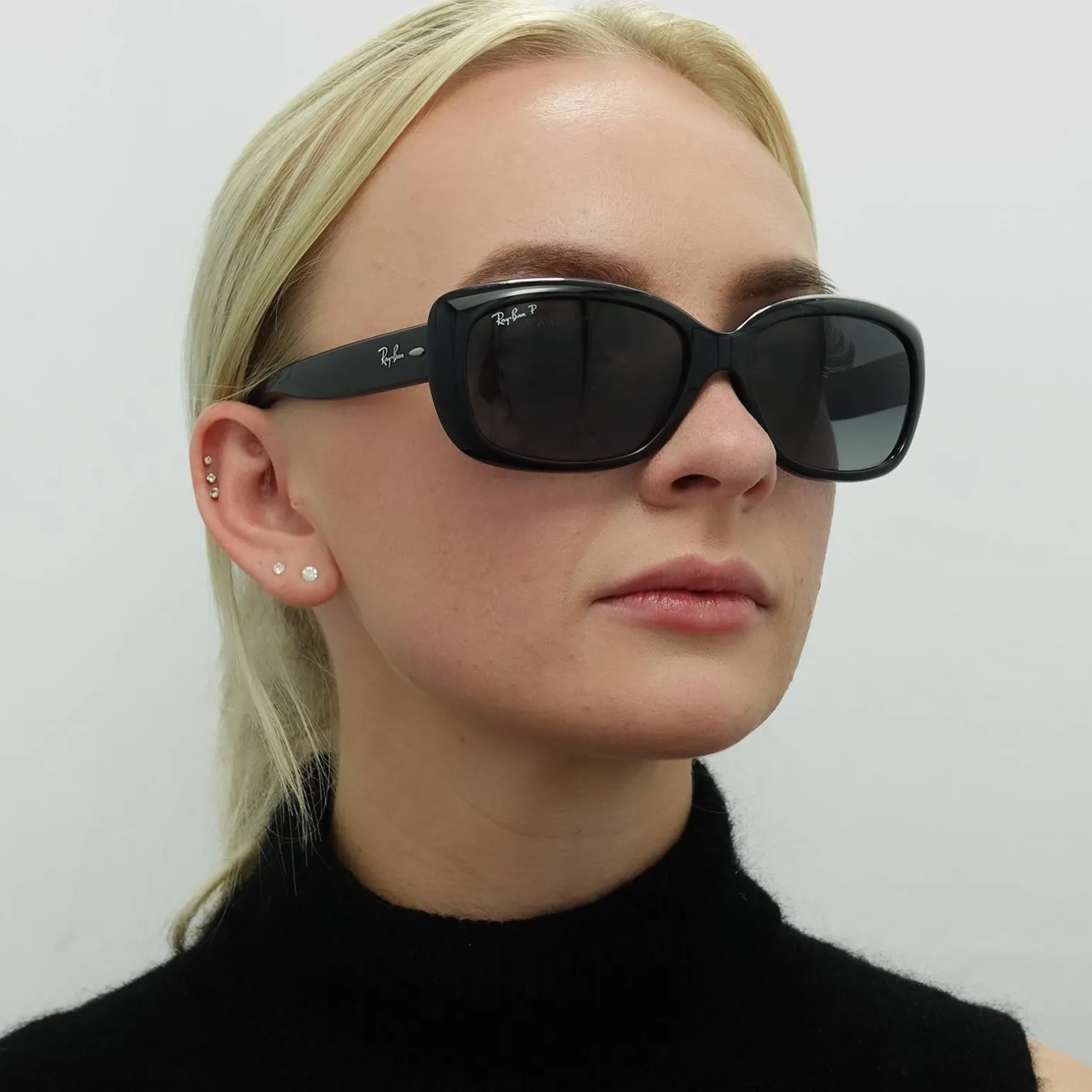 Ray-Ban Sunglasses Jackie Ohh 4101 601/T3 Shiny Black Grey Gradient Po