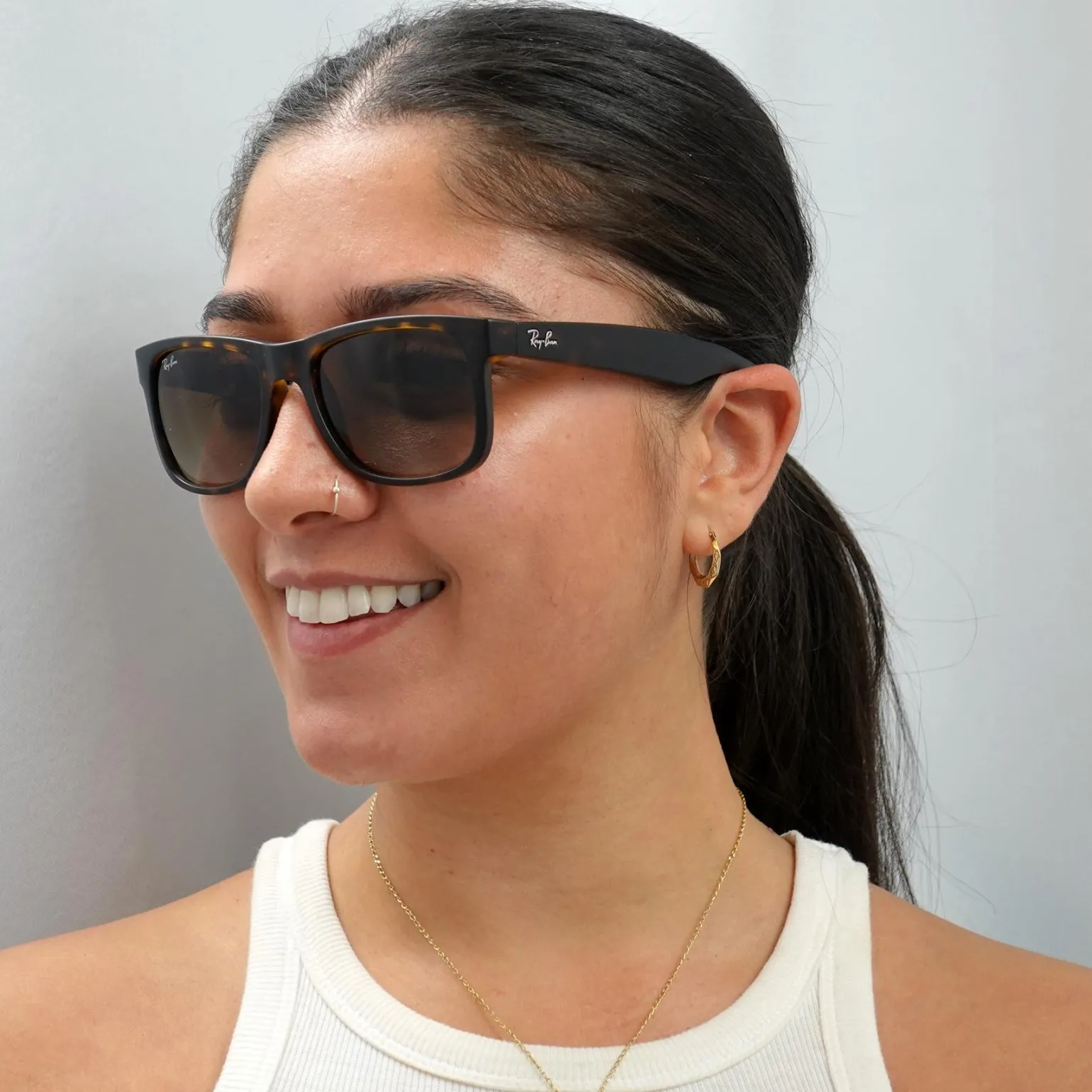 Ray-Ban Sunglasses Justin 4165 710/13 Rubber Light Havana Brown Gradie