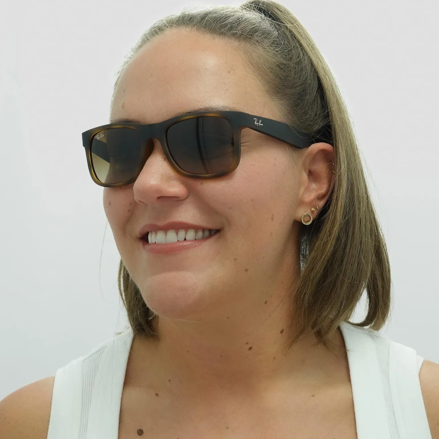 Ray-Ban Sunglasses Justin 4165 710/13 Rubber Light Havana Brown Gradie
