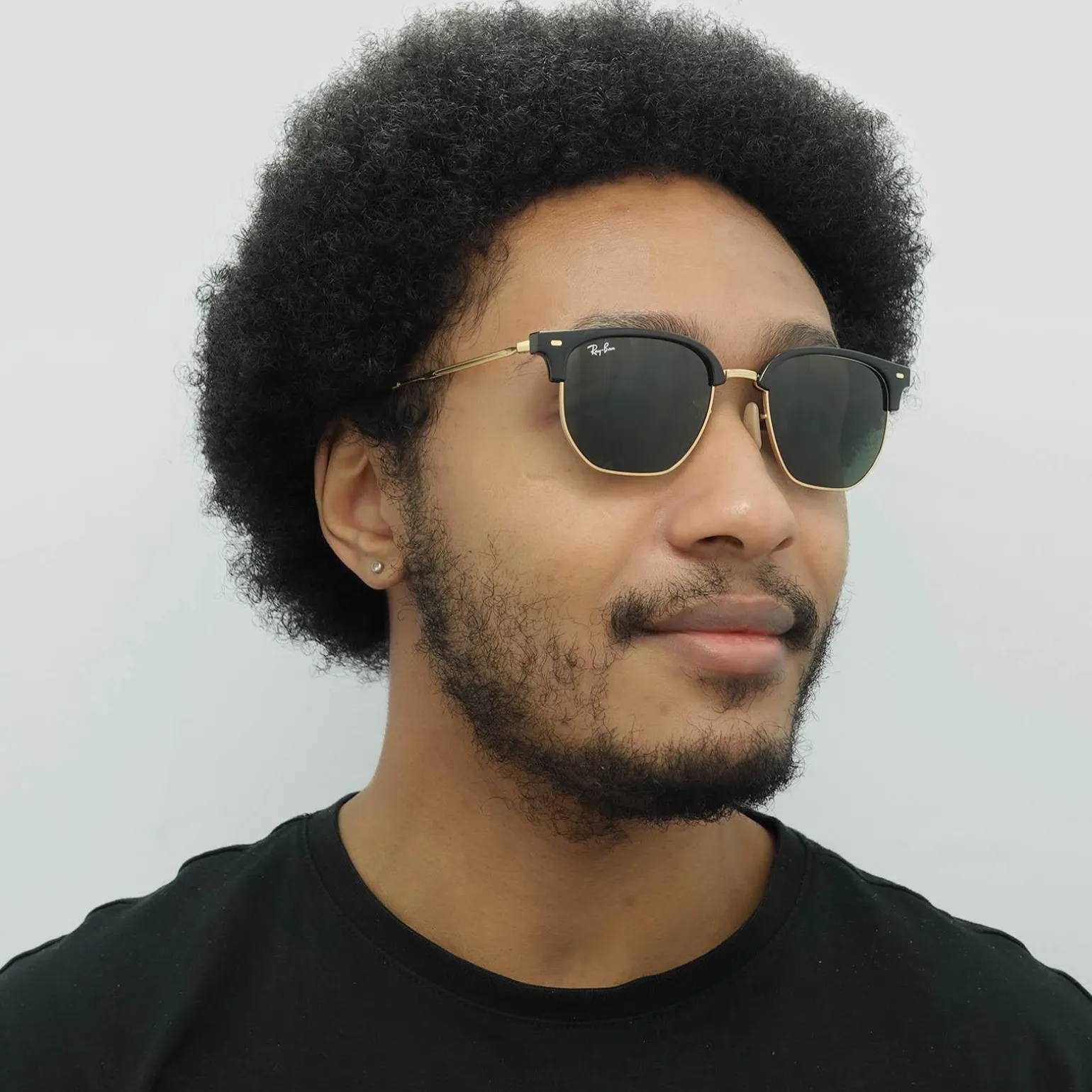 Ray-Ban Sunglasses RB4416 New Clubmaster 601/31 Black on Gold Green