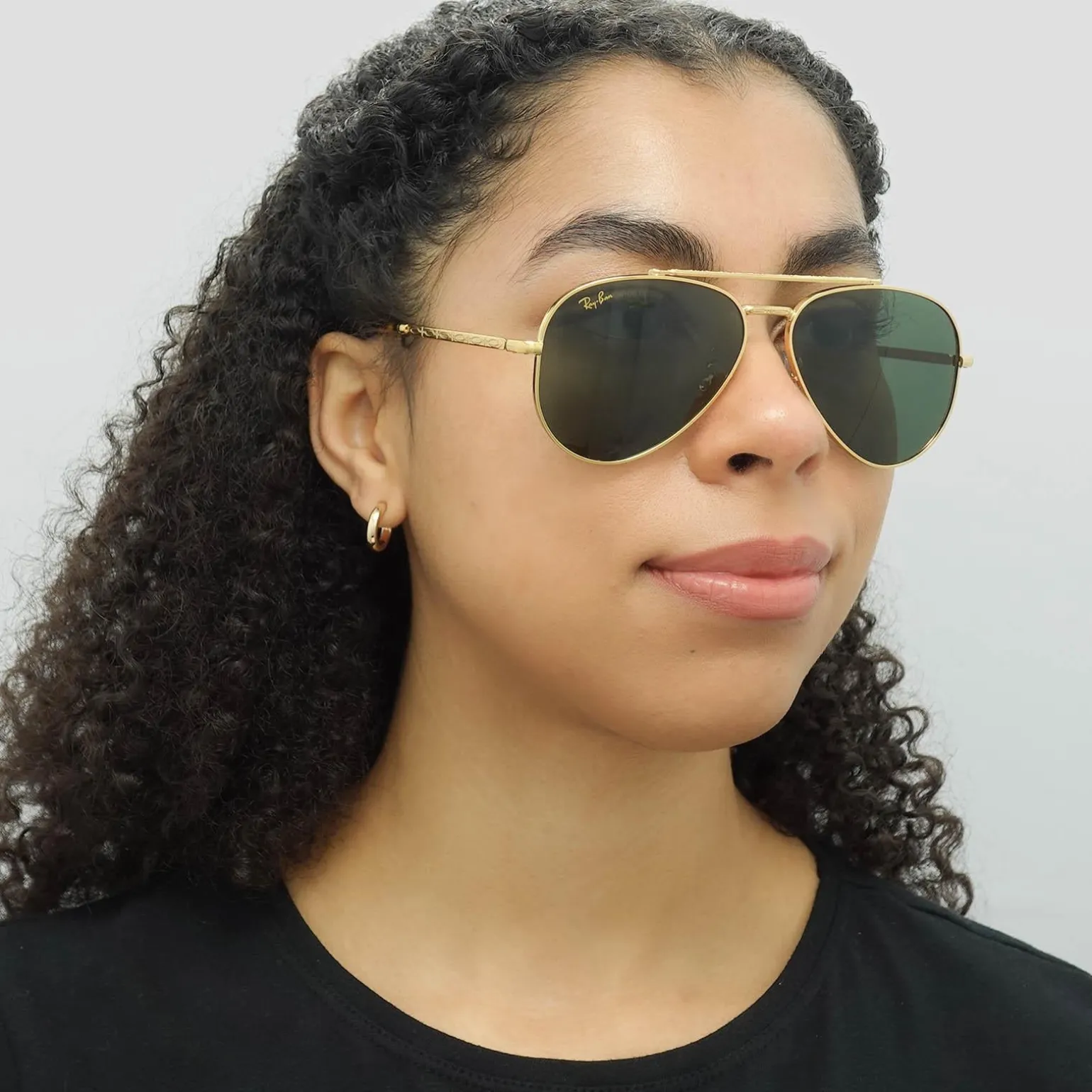 Ray-Ban Sunglasses RB3625 New Aviator 919631 Polished Gold Green
