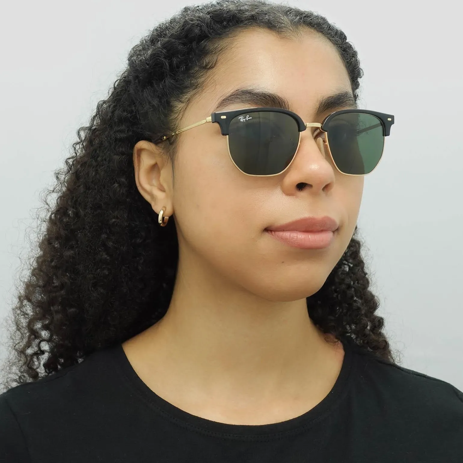 Ray-Ban Sunglasses RB4416 New Clubmaster 601/31 Black on Gold Green