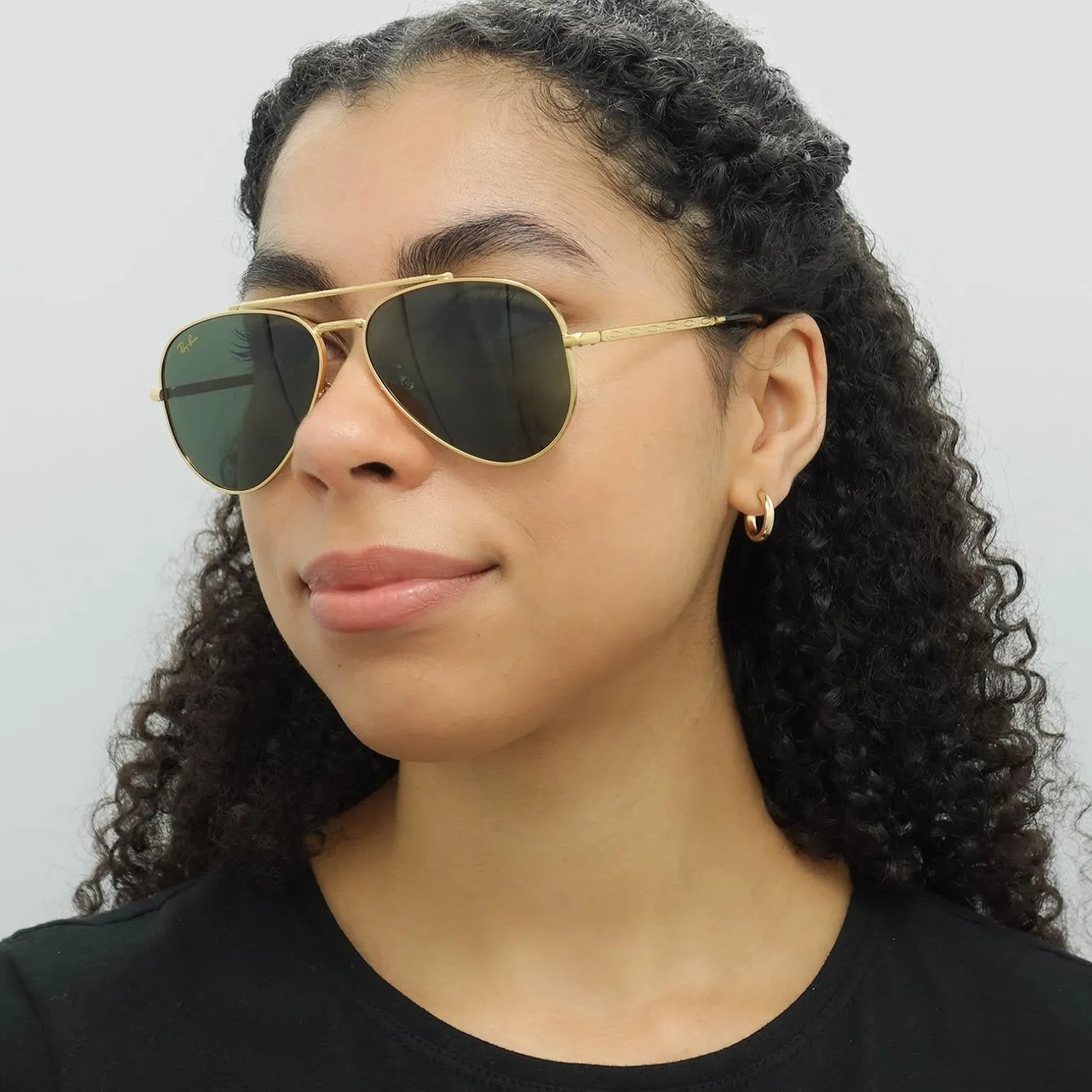 Ray-Ban Sunglasses RB3625 New Aviator 919631 Polished Gold Green