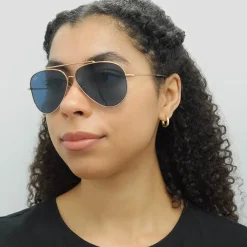 Ray-Ban Sunglasses RB0101S Aviator Reverse 92023A Rose Gold Blue
