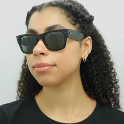 Ray-Ban Sunglasses RB0840S Mega Wayfarer 901/58 Polished Black Green P