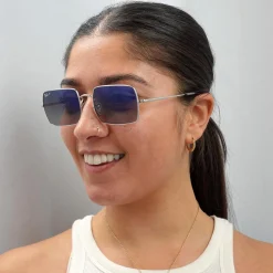 Ray-Ban Sunglasses Rectangle RB1969 914978 Silver Blue Gradient Grey P