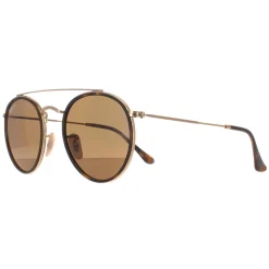 Ray-Ban Sunglasses Round Double Bridge 3647N 001/57 Gold Brown B-15 Po