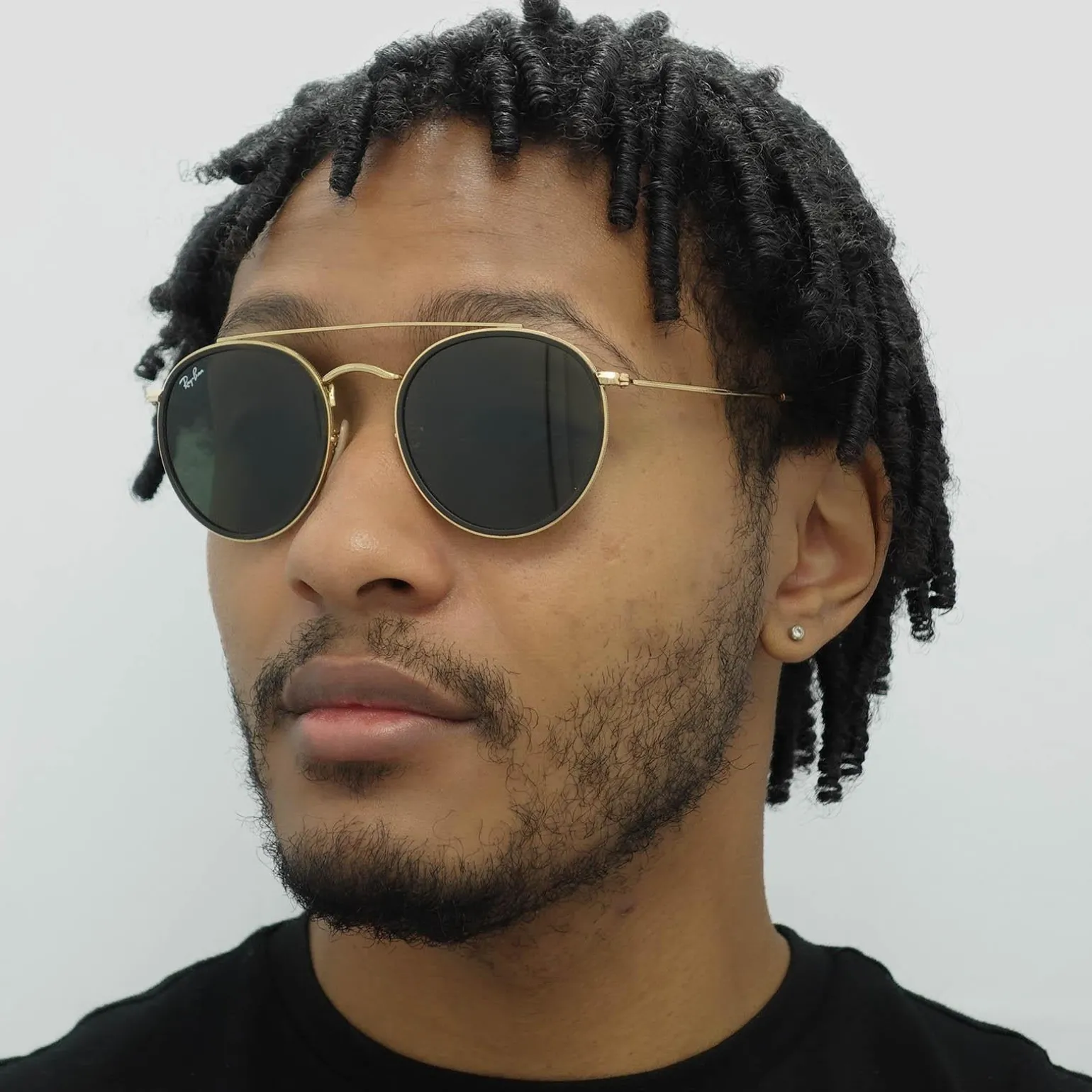 Ray-Ban Sunglasses Round Double Bridge 3647N 001 Gold Green