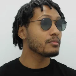 Ray-Ban Sunglasses Round Flat Lenses 3447N 002/71 Black Grey Gradient