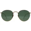 Ray-Ban Sunglasses Round Metal 3447 001 Gold Green 53mm