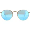 Ray-Ban Sunglasses Round Metal 3447 112/4L Gold Blue Polarized Flash M