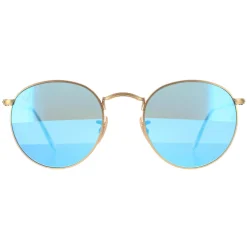 Ray-Ban Sunglasses Round Metal 3447 112/4L Gold Blue Polarized Flash M