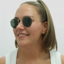 Ray-Ban Sunglasses Round Metal 3447 001 Gold Green 50mm