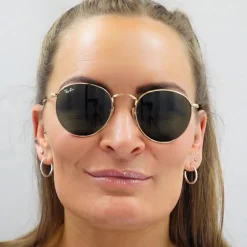 Ray-Ban Sunglasses Round Metal 3447 001 Gold Green 47mm