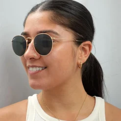 Ray-Ban Sunglasses Round Metal 3447 001 Gold Green 53mm
